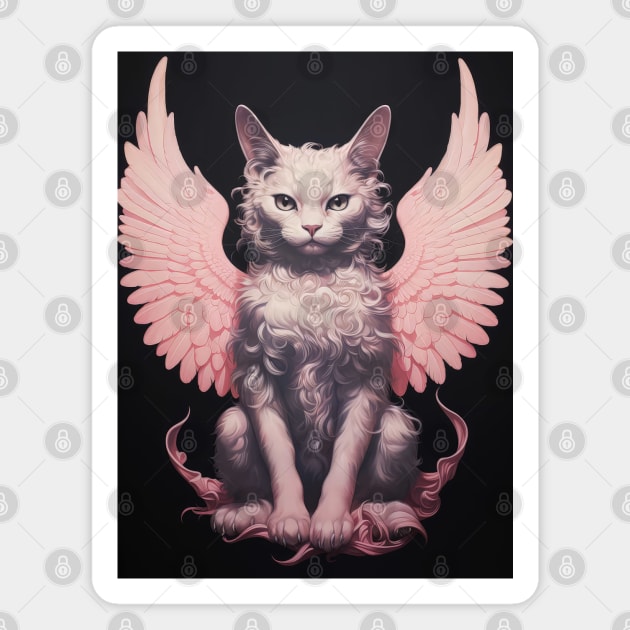 Cherub Cat Angel Poster Magnet by Juka